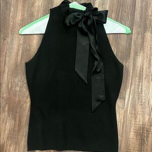 LOFT Black Sleeveless Blouse with Tie